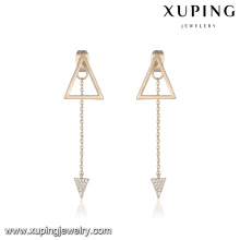 94775 Artifical fashion duoble triangle drop earrings gold plated zircon jewelry